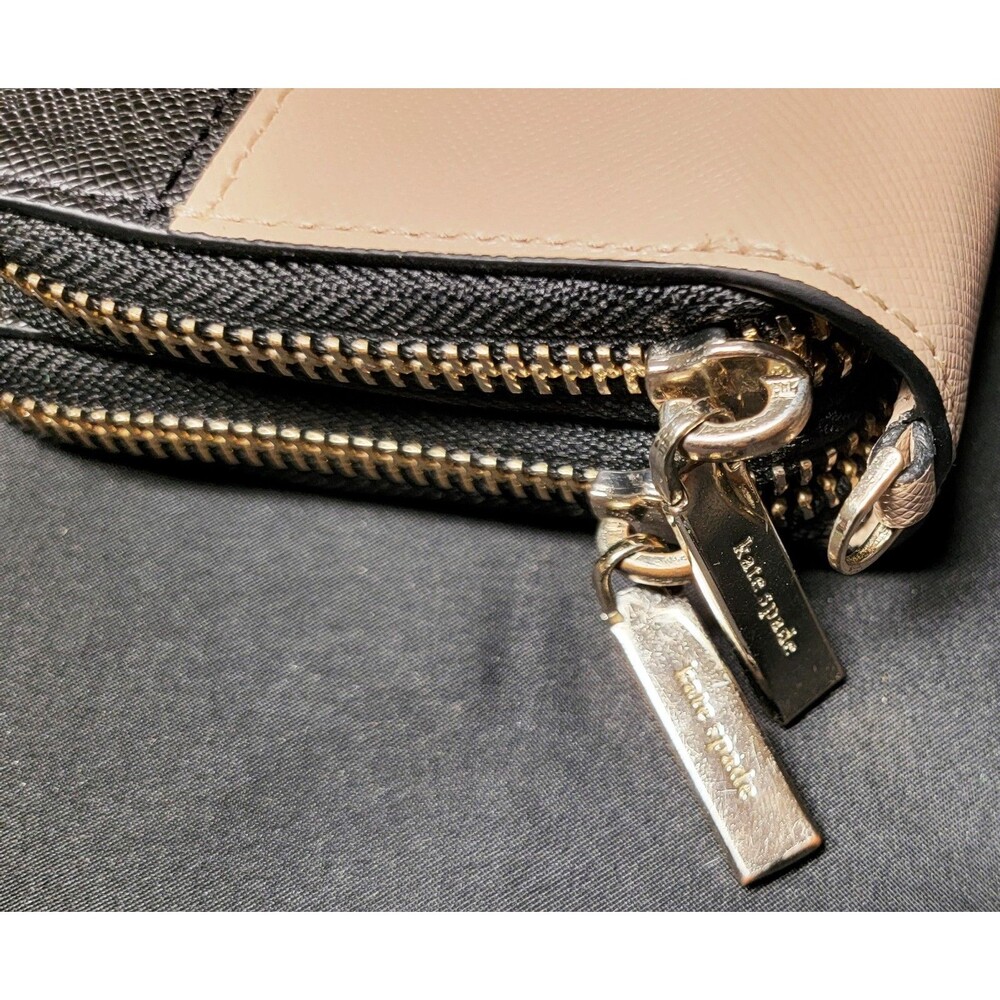 Kate Spade Madison Leather Large Slim Bifold Wallet Warm Beige/Black - Picture 7 of 13